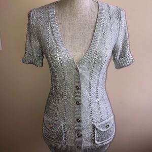 Silver Short Sleeve Cardigan